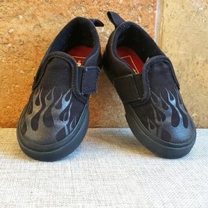 Vans toddler 5.5 Black flame slip ons